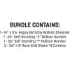 Beistle 21st Birthday Backdrop Bundle – Gold Script “Happy Birthday” Balloon Banner, Self-Standing “21” Number Balloons & 2 Rose Gold Fringe Curtains, 8’ x 3’, Milestone Party Photo Booth Wall Décor