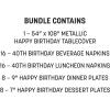 Beistle 40th Birthday Party Tableware Kit – Black and Gold Fortieth Milestone Celebration Décor Set with Plates, Napkins & Tablecover, 40 Birthday Decorations with Metallic Confetti Design, Serves 16