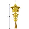 Beistle 50th Birthday Backdrop Bundle – Gold “Happy Birthday 50” Foil Balloon Banner, Star Balloons with Tassels & 2 Black Fringe Curtains, 8’ x 3’, Photo Booth Wall Décor for Milestone Parties