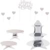 Beistle Silver Birthday Dessert Table Display Bundle – Glitter “Happy Birthday” Cake Topper with Heart Picks, Metallic Cupcake Stand & 2 Cake Stands, Buffet & Treat Table Décor for Birthday Parties