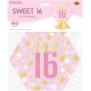 Beistle 3-D Sweet 16 Centerpieces – 2 Pack, Printed Cardstock Table Decorations with Pink & Gold Sweet Sixteen Design, Freestanding Dimensional Décor for Birthday Parties & Event Displays, 11½” x 10¼”