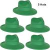 Beistle Green Velour Fedora Hats – 5 Pack, Soft Touch Plastic Fedoras, St. Patrick’s Day Irish Costume Accessories, Classic Gangster Style Party Headwear, Photo Booth Props for Holiday Event Outfits