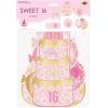 Beistle Sweet 16 Cutouts – 12 Pack, Cardstock Decorations, Double-Sided Pink & Gold Sweet Sixteen Cutout Set, Balloons, Cake & Heart Designs for Birthday Displays, Party Décor & Photo Props, 6″–12″