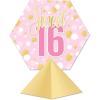 Beistle 3-D Sweet 16 Centerpieces – 2 Pack, Printed Cardstock Table Decorations with Pink & Gold Sweet Sixteen Design, Freestanding Dimensional Décor for Birthday Parties & Event Displays, 11½” x 10¼”