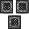 Beistle Black Fabric Bandanas – 3 Pack, Polyester Paisley Head Scarf Squares, Western Cowboy Rodeo Festival Wearables, Country Costume Accessories, Neck Scarf Wraps & Themed Event Décor, 22″ x 22″