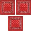 Beistle Red Fabric Bandanas – 3 Pack, Polyester Paisley Head Scarf Squares, Western Cowboy Rodeo Festival Wearables, Country Costume Accessories, Neck Scarf Wraps & Themed Event Décor, 22″ x 22″