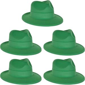 Beistle Green Velour Fedora Hats – 5 Pack, Soft Touch Plastic Fedoras, St. Patrick’s Day Irish Costume Accessories, Classic Gangster Style Party Headwear, Photo Booth Props for Holiday Event Outfits