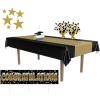 Beistle Graduation Party Decoration Kit – 2 Plastic Table Centerpieces, Congratulations Yard Sign with Stakes, 2 Black & Gold Striped Table Covers, Glittered Foil Star Cutouts, Grad Cap Photo Holder