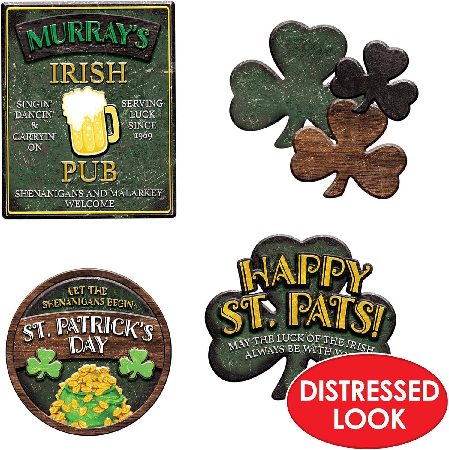 image:imageBeistle 8 Piece Cardstock Paper Happy St Patricks Day Sign Cut Outs Luck of The Irish Party Decorations Made in USA Since 1900