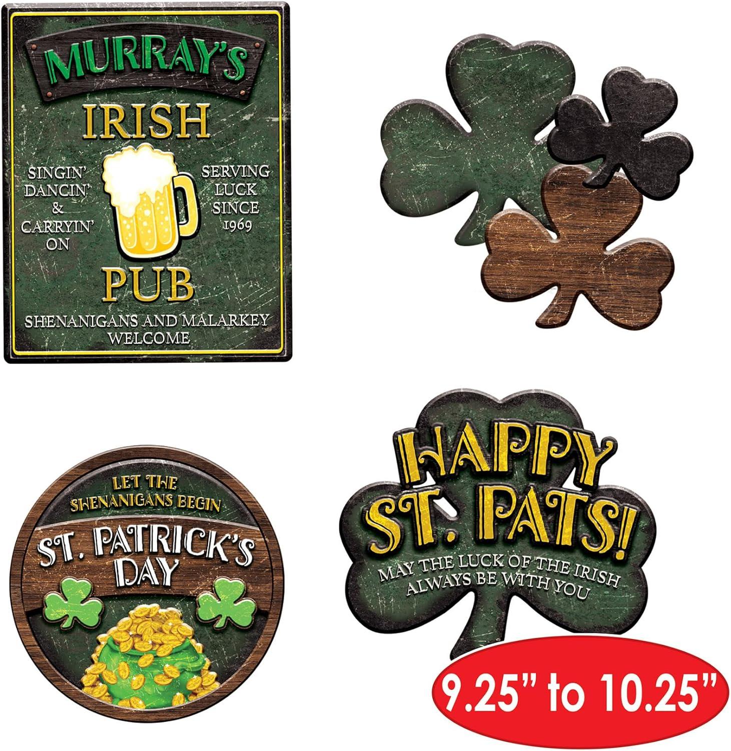 image:imageBeistle 8 Piece Cardstock Paper Happy St Patricks Day Sign Cut Outs Luck of The Irish Party Decorations Made in USA Since 1900
