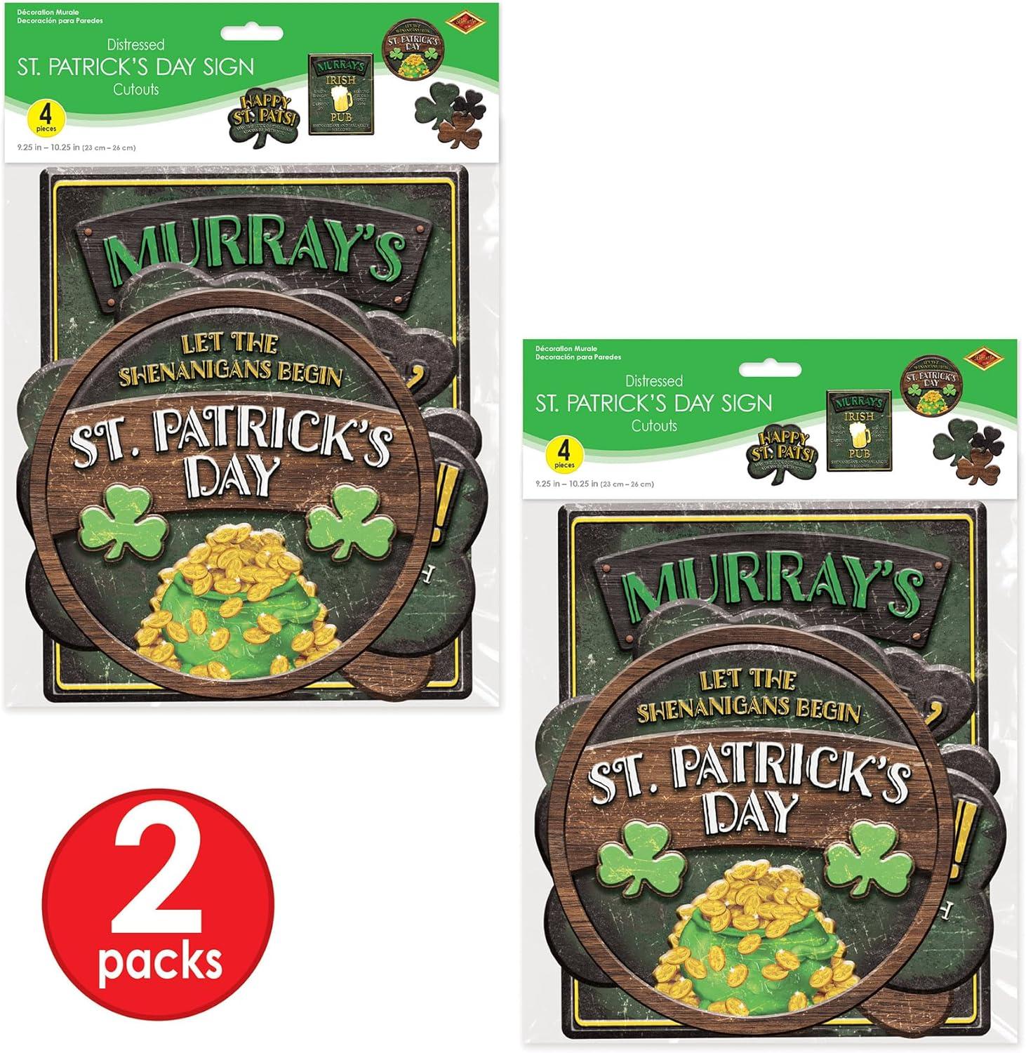 image:imageBeistle 8 Piece Cardstock Paper Happy St Patricks Day Sign Cut Outs Luck of The Irish Party Decorations Made in USA Since 1900