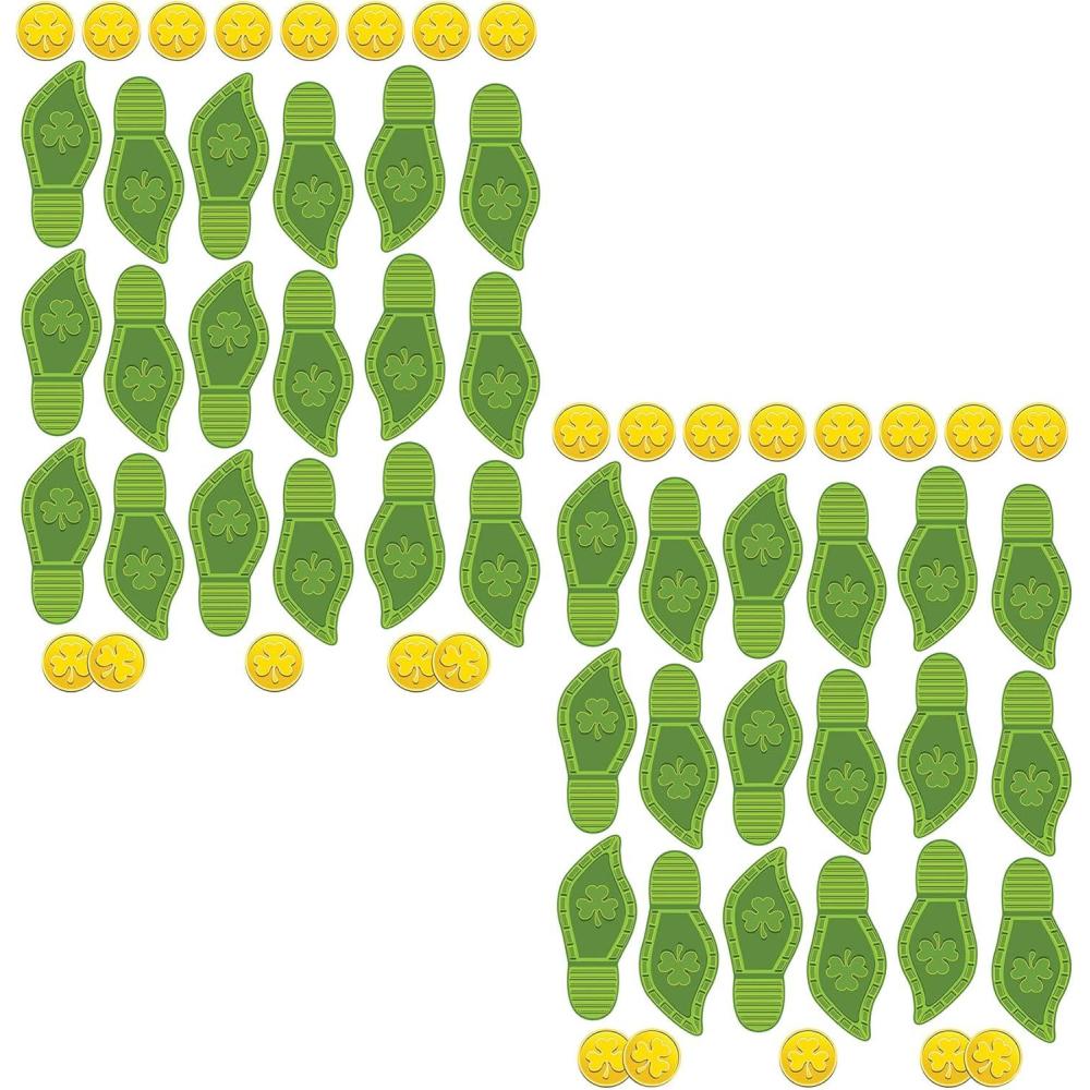 image:imageBeistle 2 Sheets 58 Pc Lucky Leprechaun Footprints amp Coins Peel N Place Wall Clings For St Patricks Day Decorations Made In USA Since 1900