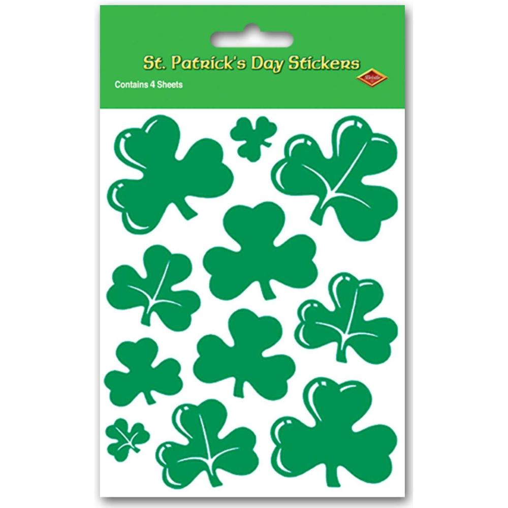 image:imageBeistle 4 Sheets Lucky Irish Shamrock Stickers for Happy St Patricks Day Party Student Rewards Stationary and Scrapbooking Supplies 475 x 75 GreenWhite
