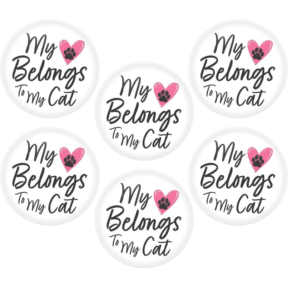 image:imageBeistle 6 Piece 2 Metal My Heart Belongs To My Cat Happy Valentines Day Pinback Buttons WhiteBlackPink