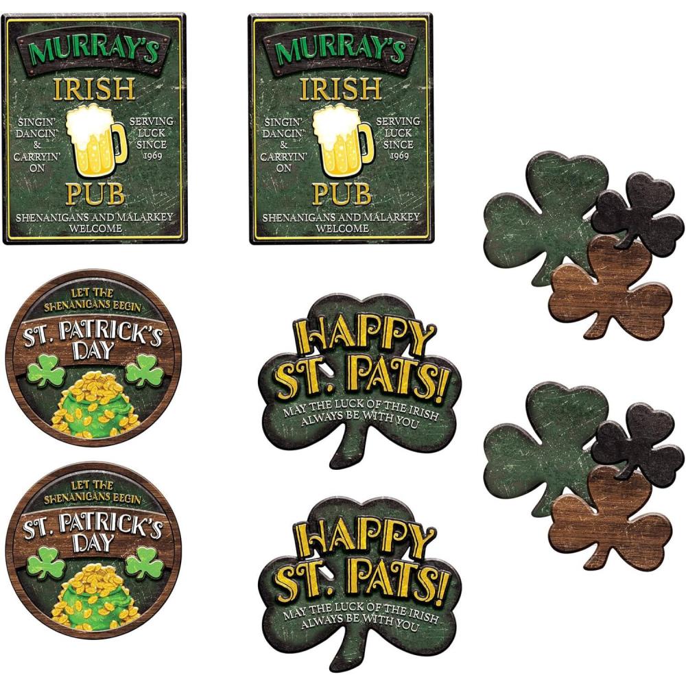 image:imageBeistle 8 Piece Cardstock Paper Happy St Patricks Day Sign Cut Outs Luck of The Irish Party Decorations Made in USA Since 1900