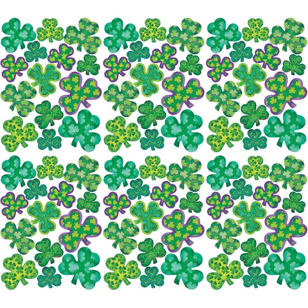 image:imageBeistle IrishMood Shamrock Clings 14 Assorted Green Shamrock Vinyl Decals Reusable Window Decorations for St Patricks Day Lucky Irish Decals 12 x 17 Sheet6 piece