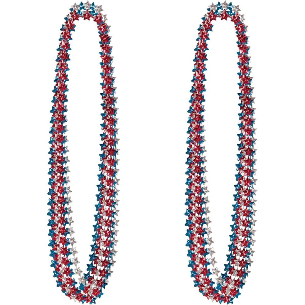 image:imageBeistle Patriotic Star Bead Necklaces 12 Pack Red Silver Blue Metallic Star Beads Mardi Gras Style Decorations Party Accessories for Fourth of July Memorial and Veterans Day Celebrations 33