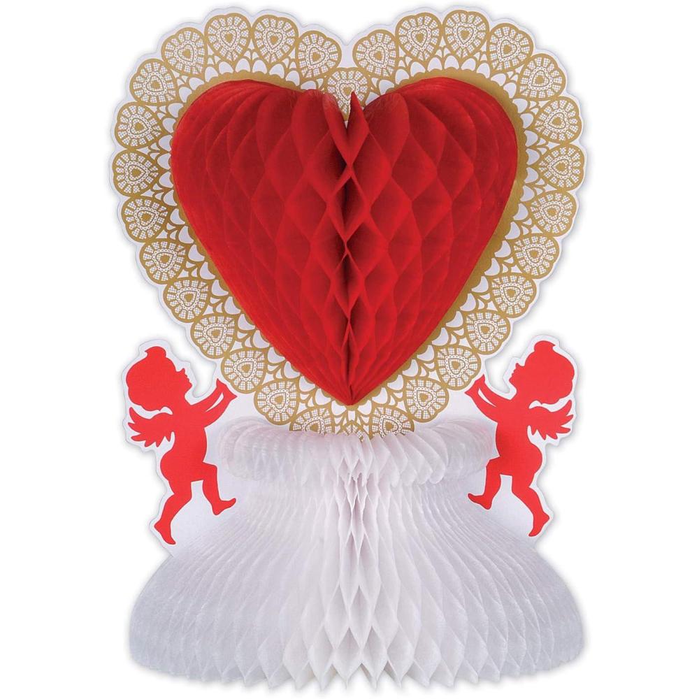 image:imageBeistle Valentine Centerpiece Romantic Heart and Cupid Honeycomb Table Decoration in Red White and Gold Party Dcor for Valentines Day Weddings and Anniversary Celebrations 11