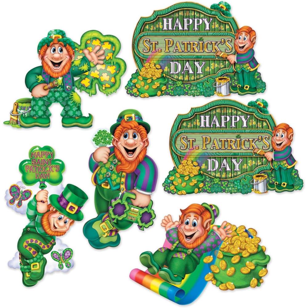 image:imageLeprechaun St Patricks Day Cutouts  6 Pcs
