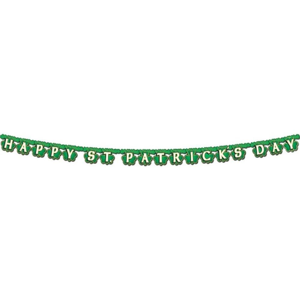 image:imageShamrock Happy St Patricks Day Streamer Party Accessory 1 count 1PkgGreenWhiteGold