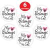Beistle 6 Piece 2″ Metal My Heart Belongs To My Cat Happy Valentine’s Day Pinback Buttons, White/Black/Pink