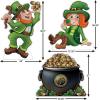 Beistle Leprechauns & Pot O’ Gold Stand-Ups – 3 Piece, St. Patrick’s Day Cardboard Display Set with Attached Easels, Large Leprechauns & Gold-Filled Cauldron Cutouts for Party Décor & Photo Scenes