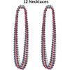 Beistle Patriotic Star Bead Necklaces 12 Pack, Red Silver Blue Metallic Star Beads, Mardi Gras Style Decorations, Party Accessories for Fourth of July, Memorial and Veterans Day Celebrations, 33″
