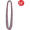 Beistle Patriotic Star Bead Necklaces 12 Pack, Red Silver Blue Metallic Star Beads, Mardi Gras Style Decorations, Party Accessories for Fourth of July, Memorial and Veterans Day Celebrations, 33″