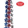 Beistle Patriotic Star Bead Necklaces 12 Pack, Red Silver Blue Metallic Star Beads, Mardi Gras Style Decorations, Party Accessories for Fourth of July, Memorial and Veterans Day Celebrations, 33″
