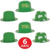 Beistle Plastic St Patrick’s Day Derby Hats, Set of 6 Green with Shamrock Design, Irish Party Accessories for Parades Pub Crawls Festive Events and Holiday Celebrations