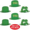 Beistle Plastic St Patrick’s Day Derby Hats, Set of 6 Green with Shamrock Design, Irish Party Accessories for Parades Pub Crawls Festive Events and Holiday Celebrations