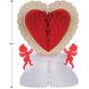 Beistle Valentine Centerpiece, Romantic Heart and Cupid Honeycomb Table Decoration in Red White and Gold, Party Décor for Valentine’s Day, Weddings and Anniversary Celebrations, 11”