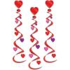 Beistle 3 Piece Happy Valentine’s Day Hanging Heart Swirl Spirals Whirl Decorations For Home, Classroom, Office