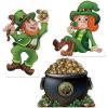 Beistle Leprechauns & Pot O’ Gold Stand-Ups – 3 Piece, St. Patrick’s Day Cardboard Display Set with Attached Easels, Large Leprechauns & Gold-Filled Cauldron Cutouts for Party Décor & Photo Scenes