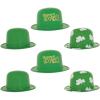 Beistle Plastic St Patrick’s Day Derby Hats, Set of 6 Green with Shamrock Design, Irish Party Accessories for Parades Pub Crawls Festive Events and Holiday Celebrations