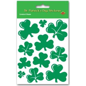 Beistle 4 Sheets Lucky Irish Shamrock Stickers for Happy St. Patrick’s Day Party, Student Rewards, Stationary and Scrapbooking Supplies, 4.75″ x 7.5″, Green/White
