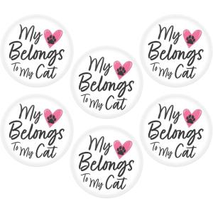 Beistle 6 Piece 2″ Metal My Heart Belongs To My Cat Happy Valentine’s Day Pinback Buttons, White/Black/Pink