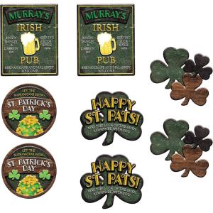 Beistle 8 Piece Cardstock Paper Happy St. Patrick’s Day Sign Cut Outs, Luck of The Irish Party Decorations, Made in USA Since 1900