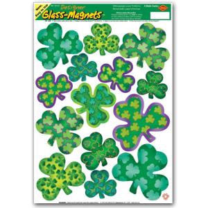 Beistle Irish-Mood Shamrock Clings, 14 Assorted Green Shamrock Vinyl Decals, Reusable Window Decorations for St. Patrick’s Day, Lucky Irish Decals, 12″ x 17″ Sheet(1 piece)