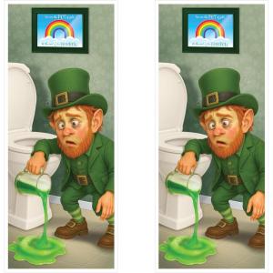 Beistle Leprechaun Restroom Door Covers – 2 Pack, All-Weather Thin Plastic Decorations with Humorous St. Patrick’s Day Leprechaun Design, Funny Irish Theme Bathroom Entryway Décor, 6′ x 30″
