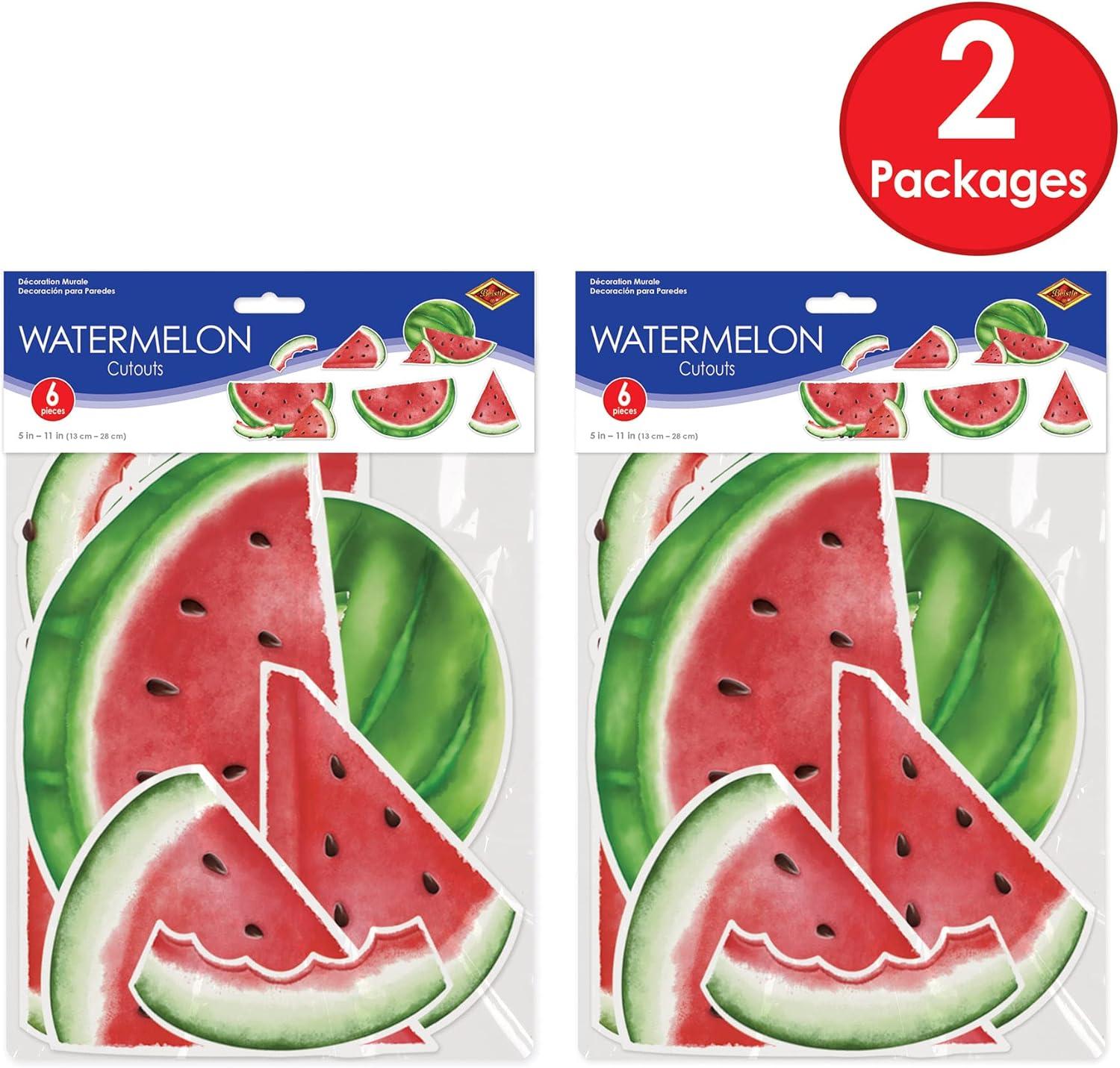 image:imageBeistle 12 Piece Cardstock Paper Watermelon Decorations Summer Theme Fruit Cut Outs For Birthday Or Baby Shower Party Supplies