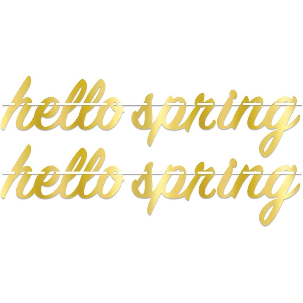 image:imageBeistle 2 Piece Hello Spring Decorations Banners for Easter Party Made in USA Since 1900 575 x 26 Gold