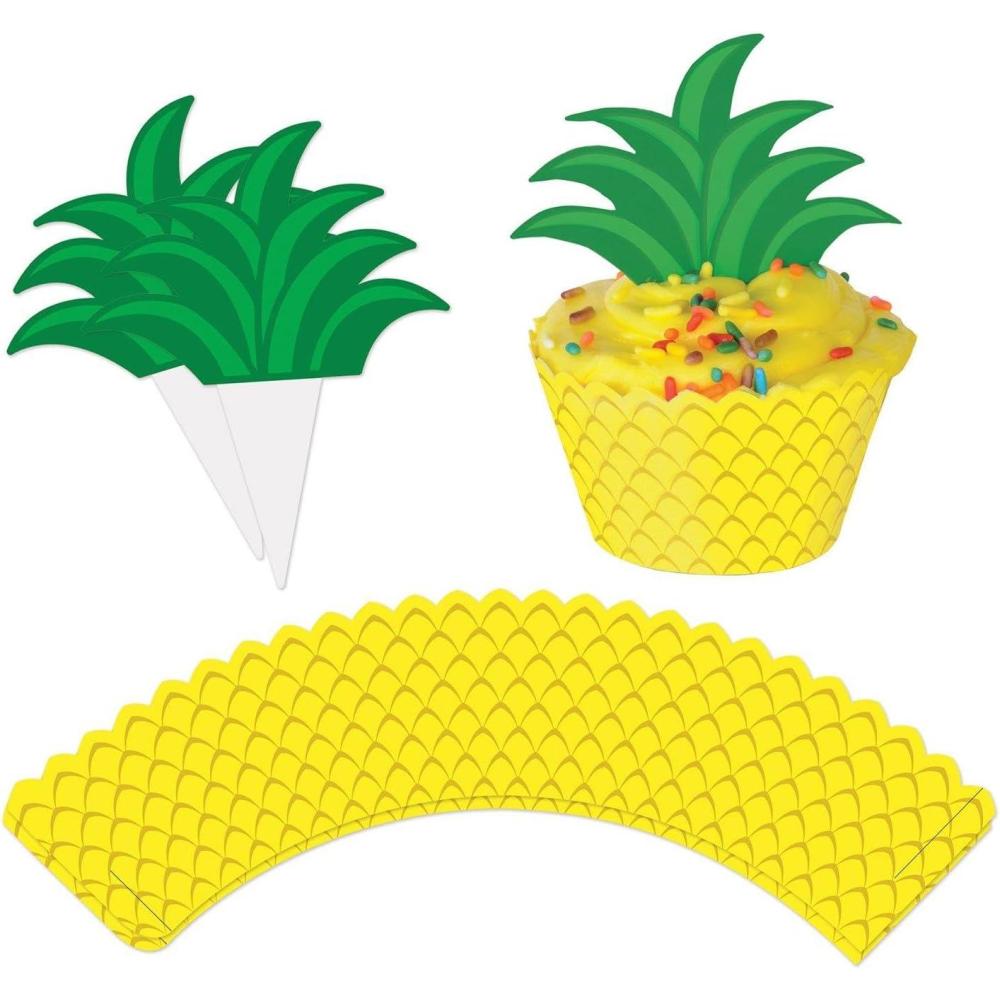 image:imageBeistle Club Pack Pineapple Cupcake Wrappers with Pinapple Topper Pick Box Contains 144 Cupcake Wrappers with Picks