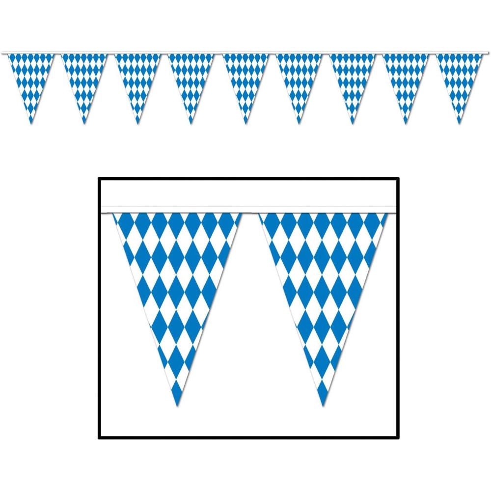 image:imageBeistle Oktoberfest Bavarian Pennant Banner Blue and White Checkered Flag Garland for GermanThemed Celebrations Outdoor or Indoor Tent Party Decorations for Beer Festivals 17 x 30