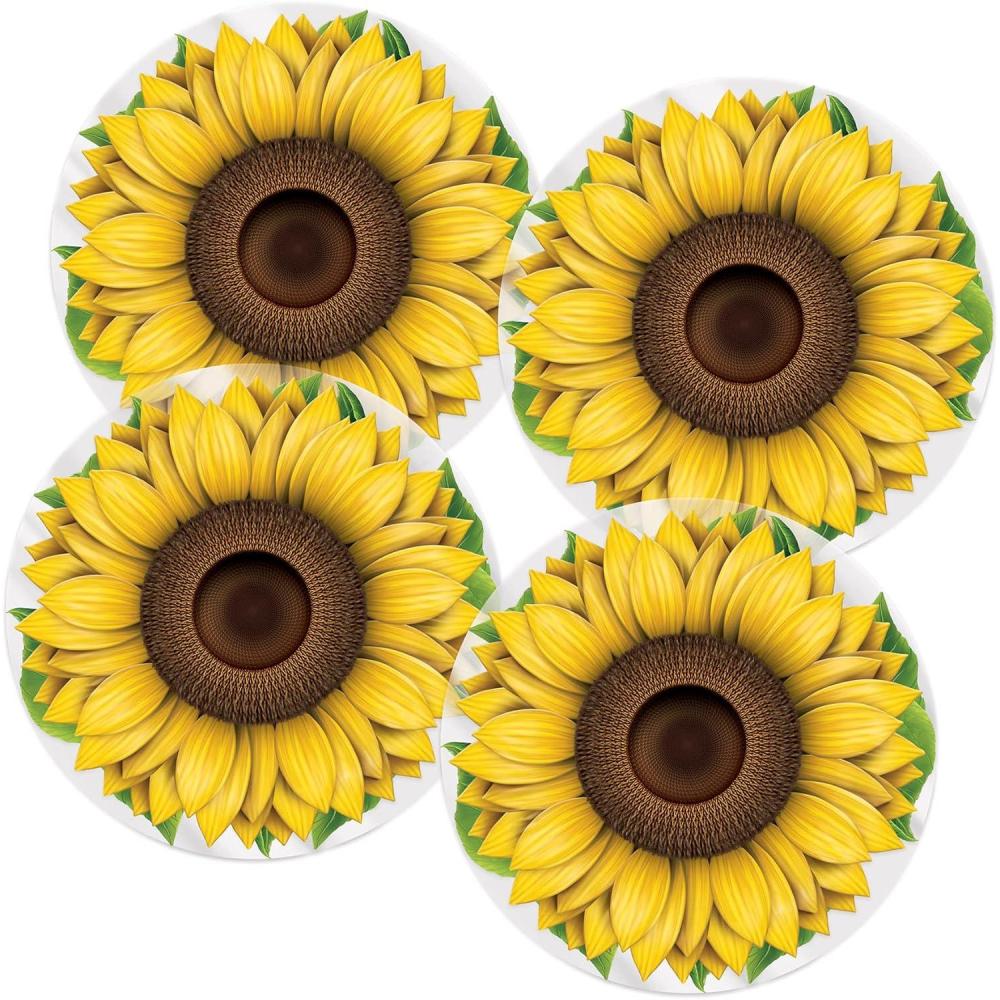 image:imageBeistle Plastic Sunflower Placemats 4 Pack Round Protectors for Dining Table Printed on Thin Plastic Cheerful Yellow Floral Tableware Dcor Spring and Summer Party Decorations 13