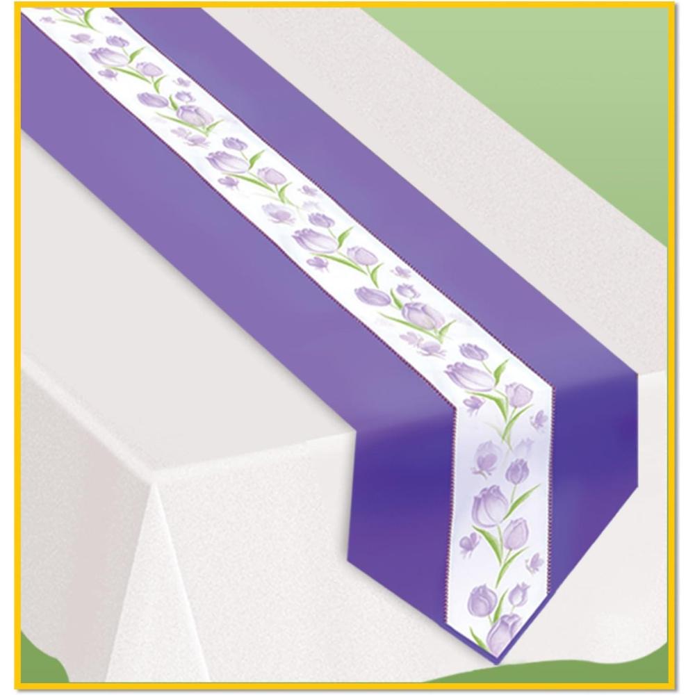 image:imageSpring Tulips Fabric Table Runner Party Accessory 1 count 1Pkg