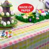 Beistle Plaid Paper Tablecovers, 2-Count, Spring Pastel Disposable Tablecloths for Easter, Baby Showers, Garden Party Celebrations, and Tea Time Supplies, Rectangular 54” x 96”