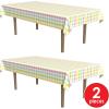 Beistle Plaid Paper Tablecovers, 2-Count, Spring Pastel Disposable Tablecloths for Easter, Baby Showers, Garden Party Celebrations, and Tea Time Supplies, Rectangular 54” x 96”