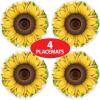 Beistle Plastic Sunflower Placemats – 4 Pack Round Protectors for Dining Table Printed on Thin Plastic, Cheerful Yellow Floral Tableware Décor, Spring and Summer Party Decorations, 13″