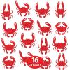 Beistle Red Crab Cutouts, 16-Count, Double-Sided Cardstock Ocean Decorations for Nautical Seafood Boils, Coastal Beach Party Supplies, Summer Gatherings 6”- 9.25”